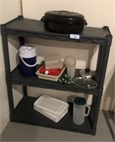 3 Shelf Portable Shelving Unit with Contents