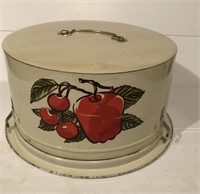 Vintage Decoware Cake Carrier Metal Tin Lidded