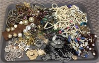 Great tray lot of costume and vintage jewelry