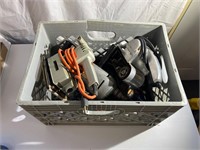 Crate of corded, power tools