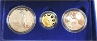 1986 Liberty set, $5 gold, silver dollar, and half