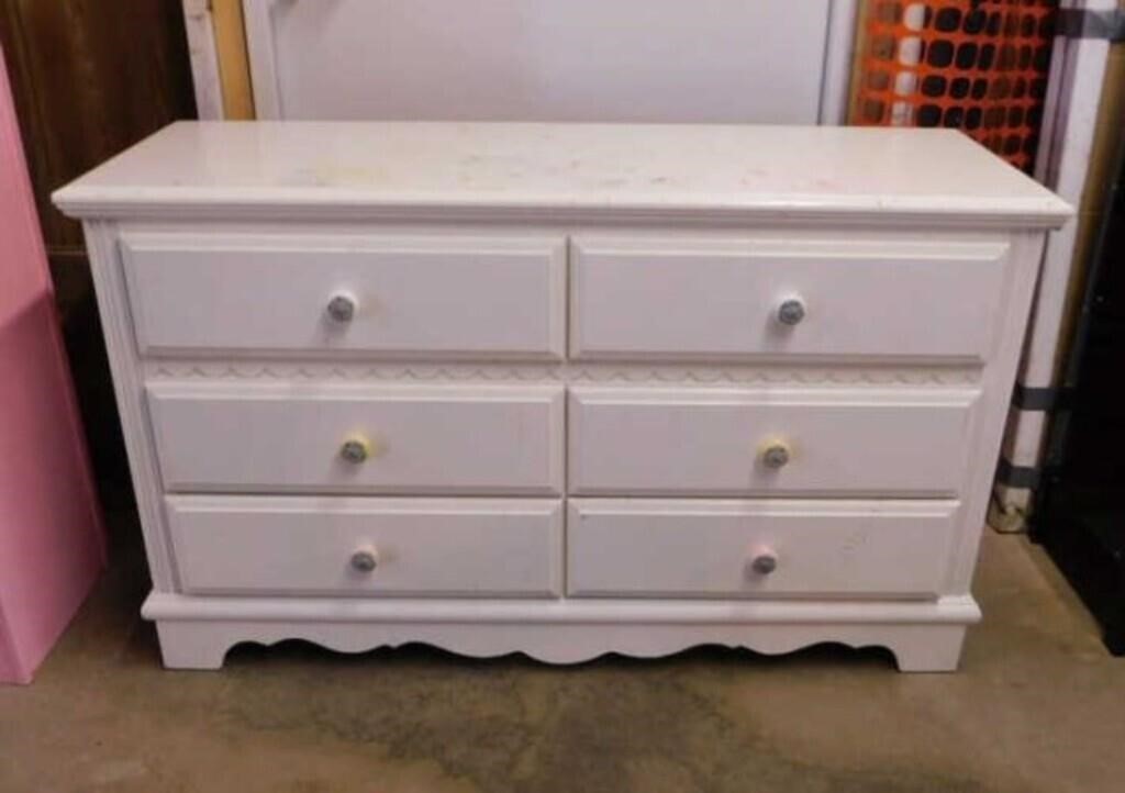 Wooden 6 drawer dresser, 54" x 18" x 32" - Twin