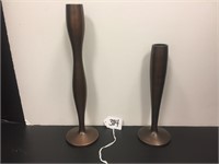 TWO BRONZE CANDLE HOLDERS - MADE IN INDIA