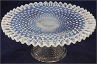 Opalescent hobnail cake stand