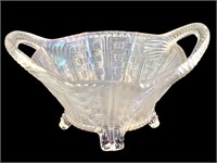 Northwood Clear Glass Iridescent Basket Early 20C