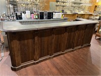 Antique Wood Bar Counter w/Tin Counter Top