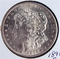 Coin 1891-S  Morgan Silver Dollar Brilliant Unc.