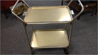 RETRO ALUMINUM TEA TROLLEY WITH REMOVABLE TOP