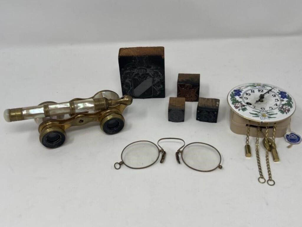 Collectibles with Antique Opera Glasses, Wall