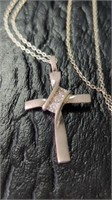 Sterling Silver & Diamond Cross Pendant on