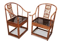 Fine Pair of Chinese Horseshoe Back Chairs,