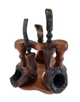 Wooden Tobacco Pipes & Pipe Stand