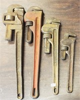 Lot of Four Assorted Pipe Wrenches