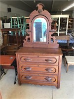 Antique Victorian Dresser with Tilt Mirror and 3