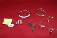 earrings and bracelets