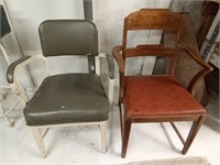 2 chairs, 1-metal 1-wood