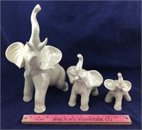 Three Ceramic Elephant Statues