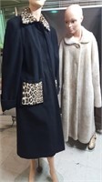 Ladies Coats - faux fur & wool with leopard accent