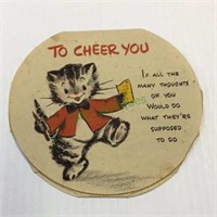 Terrific "To Cheer You" vintage hallmark card fold