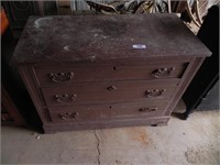 Brown Marble Top 3-Drawer Dresser Base