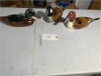 3 WOOD CARVED DUCK DECOYS
