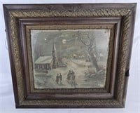 Ornate Antique Framed Winter Scene