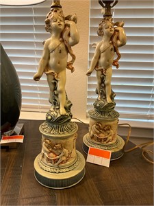 Pair of Cupid Figural Table Lamps