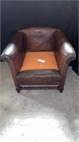 Antique leather club chair missing cushion