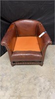 Antique leather club chair missing cushion
