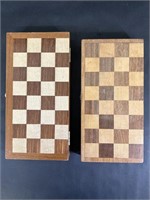 Two Wooden Travel Chess Sets