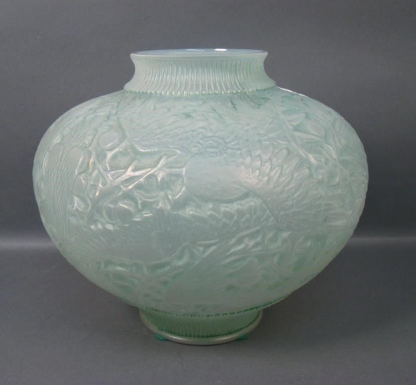 Consolidated Green Cased #2754 Cockatoo Vase.