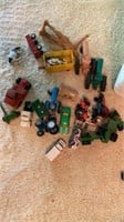 Mix of John Deere, Silva rubber tractors, toy
