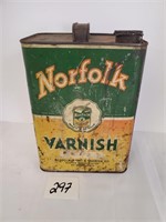 Norfolk Varnish older tin advertising can