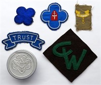 (5) SCOUTS CLOTH PATCHES & G S TIN CUP