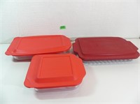 2 Pyrex & 1 Anchor - Baking Dishes with Lids
