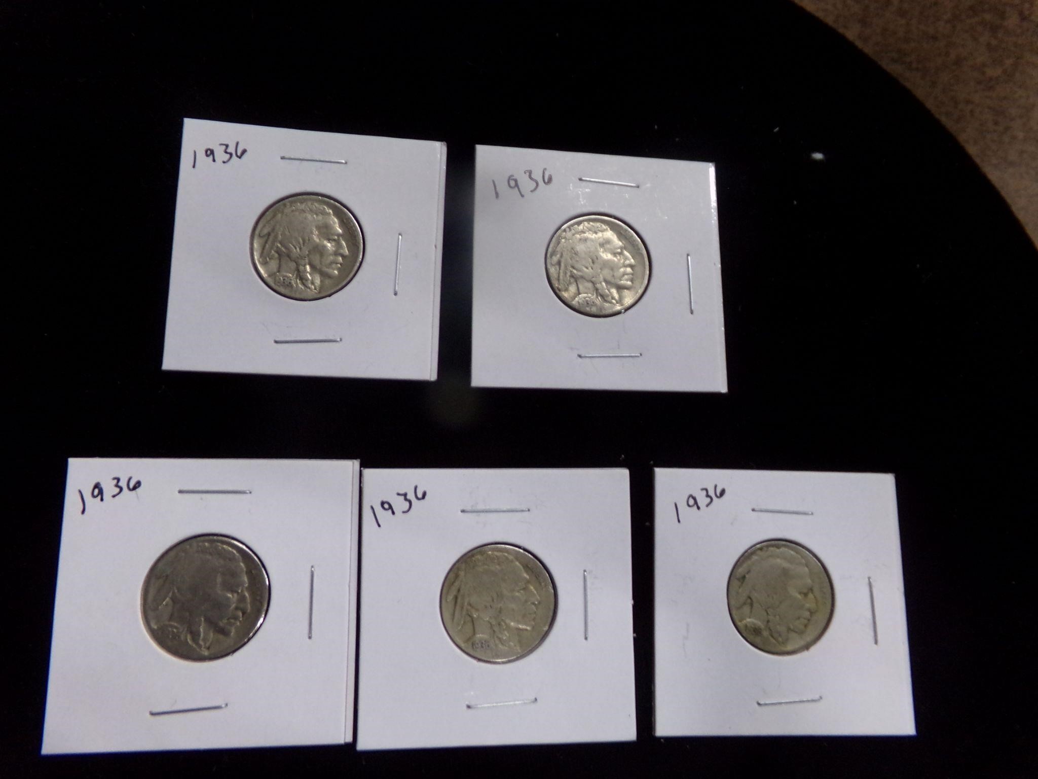 5 Indian nickels 1935