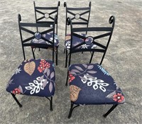 SET OF FOUR METAL BACK ART DECO PADDED CHAIRS