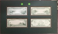 Mounted Set of U.S. Intaglio of Historical Banknot