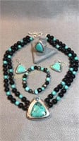 Sterling w/ Turquoise & Onyx Type Set