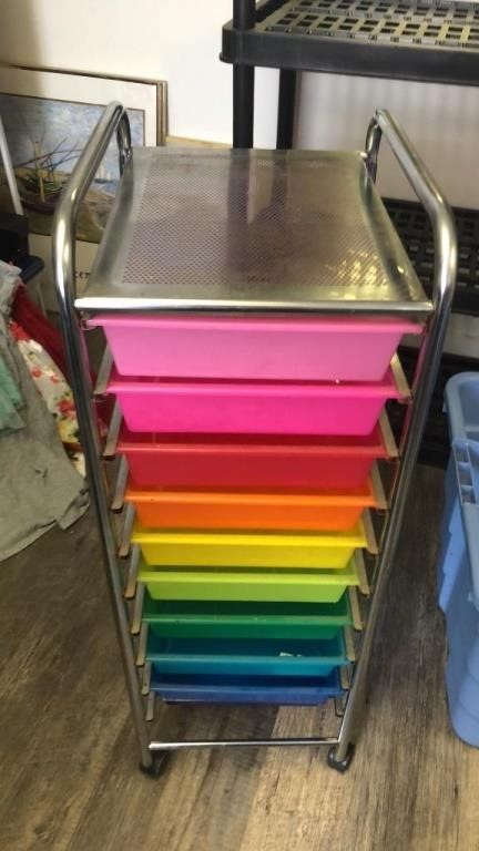 multi colored drawer crafting cart