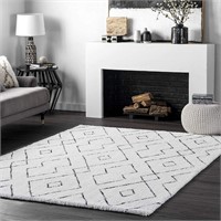 nuLOOM Bealauh Shaggy Area Rug, 5' x 8', White