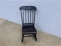 Antique Spindle Back Paint Decorated Rocking Chair