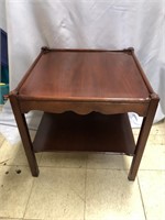 VINTAGE 24X24X23 INCH CHERRY WOOD TABLE.  SOLID