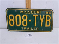 1986 Missouri License Plate