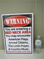 WARNING REDNECK AREA TIN SIGN