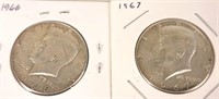 1966 & 1967  Kennedy Half Dollars