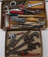 2 Flats of Hand Tools: Wrenches, Clamps