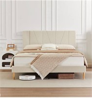 Flolinda Queen Size Bed Frame Upholstered Platform