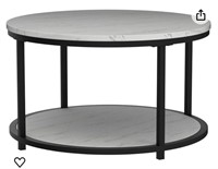 AT-VALY Round Coffee Table with Storage Open Shelf