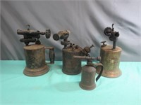 Lot of 4 Vintage Metal Blow Torches One Is